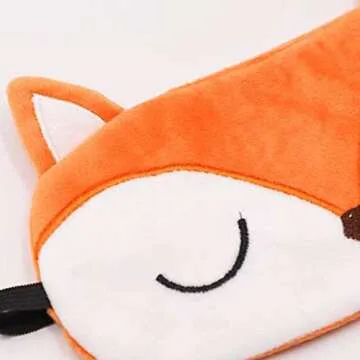 Shinywear Cute Rabbit Sleeping Eye Mask Plush Blindfold Travel Sleep Masks Super Soft Funny Eye Cover for Kids Girls and Adult (Orange Fox)