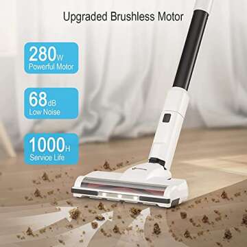 NEQUARE Cordless Vacuum Cleaner, 10 in 1 Vacuum Cleaner with 280W Powerful Suction, 40mins Self-Standing Stick Vacuum for Car Pet Hair Carpet Hard Floor