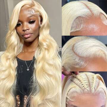 Alielaine 613 13x6 Lace Front Wig Human Hair Transparent Lace Body Wave Blonde Lace Front Wigs Human Hair 613 HD Lace Frontal Wig 200% Density Blonde Wig Human Hair Pre Plucked with Baby Hair (26Inch)