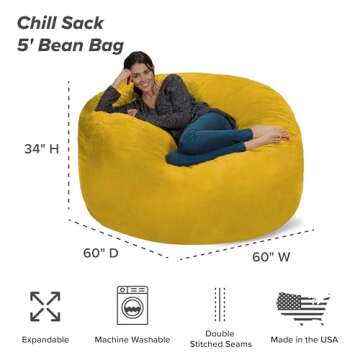 Chill Sack Bean Bag Chair – Cozy 5' Memory Foam Lounge