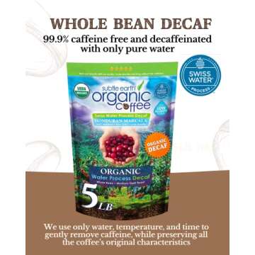 5LB Organic Decaf Coffee - Rich Flavor, Low Acidity