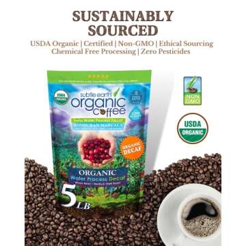 5LB Organic Decaf Coffee - Rich Flavor, Low Acidity
