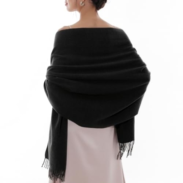 RIIQIICHY Winter Black Pashmina Shawl for Women