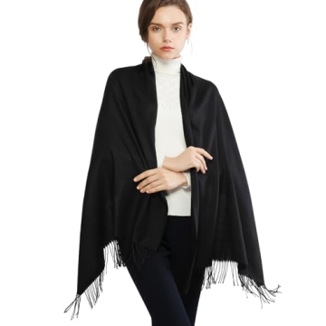 RIIQIICHY Winter Black Pashmina Shawl for Women