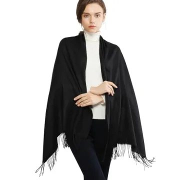 RIIQIICHY Winter Black Pashmina Shawl for Women