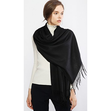 RIIQIICHY Winter Black Pashmina Shawl for Women