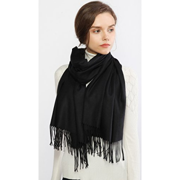 RIIQIICHY Winter Black Pashmina Shawl for Women