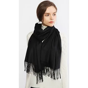RIIQIICHY Winter Black Pashmina Shawl for Women