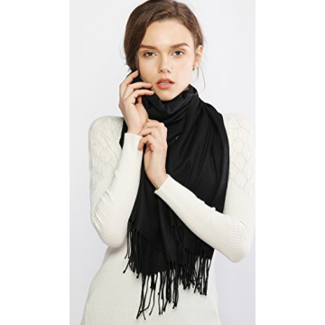RIIQIICHY Winter Black Pashmina Shawl for Women