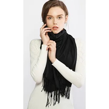 RIIQIICHY Winter Black Pashmina Shawl for Women