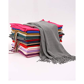 RIIQIICHY Winter Black Pashmina Shawl for Women