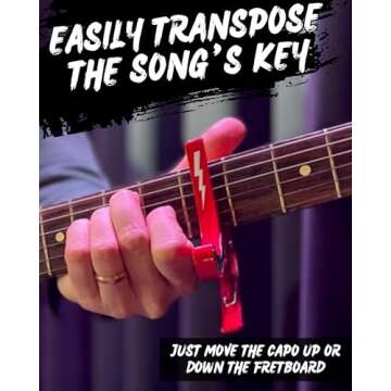 Guitar Capo for Acoustic and Electric Guitars - Guitar Accessory to Instantly Change Key & Chord - Quick Release, Spring Action Grabber - White Lightning Design