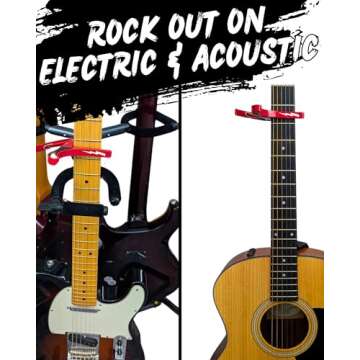 Guitar Capo for Acoustic and Electric Guitars - Guitar Accessory to Instantly Change Key & Chord - Quick Release, Spring Action Grabber - White Lightning Design