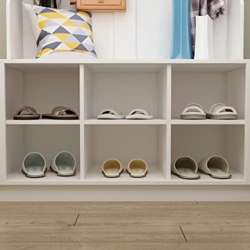 Homsee Modern Hall Tree with Storage Bench - White Entryway Solution