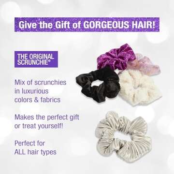 Scunci by Conair 5pk Snowflake Scrunchie Star Gift Box - hair accessories for women and teen girls - hair ties - teen girl gifts trendy stuff - scrunchies - Assorted Colors