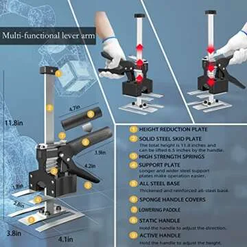 AMZKEIO Lever Arm Lifter, 12 Inch Labor Saving Arm Jack, Drywall Hand Jack Lift Tool for Wall Tile and Positioning Aid, Cabinet Jack and Board Lift, Door Lifter Tool, Man's Tool Gift (2PCS)