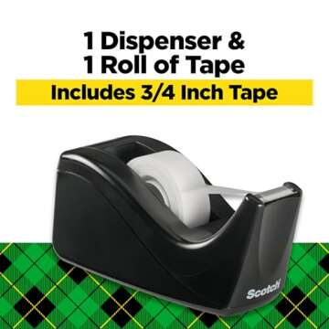 Scotch Desktop Tape Dispenser, Black Two-Tone, 1 Dispenser/Pack (C60-BK)