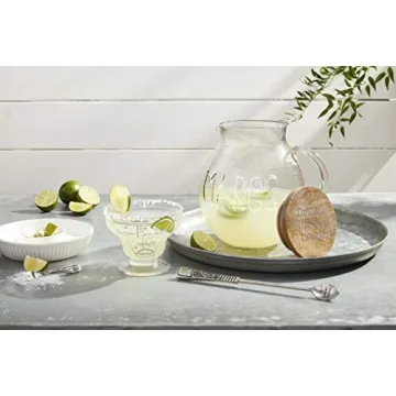 Mud Pie Glass Margarita Pitcher with Lid and Spoon Serving Set