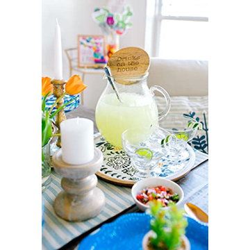 Mud Pie Glass Margarita Pitcher with Lid and Spoon Serving Set