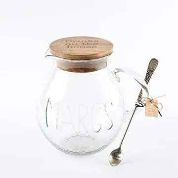 Mud Pie Glass Margarita Pitcher with Lid and Spoon Serving Set