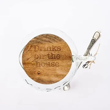 Mud Pie Glass Margarita Pitcher with Lid and Spoon Serving Set