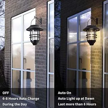 2 Pack Security Solar Hanging Lanterns Outdoor, Solar Wall Lights Outdoor, Solar Porch Lights Outdoor Lanterns 15 Lumen Heavy Glass & Stainless Solar Powered Porch Lights
