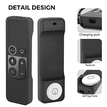 Apple TV Remote Case with AirTag Holder Anti-Slip Silicone Cover