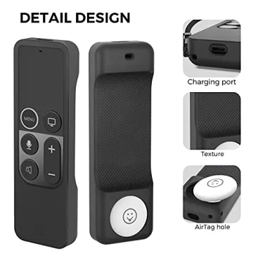 Apple TV Remote Case with AirTag Holder Anti-Slip Silicone Cover