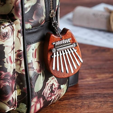 MIFOGE Mini Kalimba Thumb Piano 8Keys Wooden,Exquisite Finger Piano with Lanyard Waterproof Protective Box,Musical Instrument,Gift for Toddler Child Valentines Adult Beginners