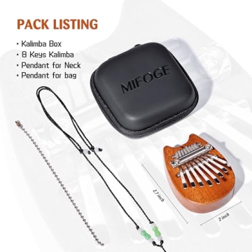 MIFOGE Mini Kalimba Thumb Piano 8Keys Wooden,Exquisite Finger Piano with Lanyard Waterproof Protective Box,Musical Instrument,Gift for Toddler Child Valentines Adult Beginners