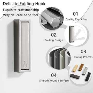 XSGTZMJ Foldable Hooks - Durable Zinc Alloy for Home Use