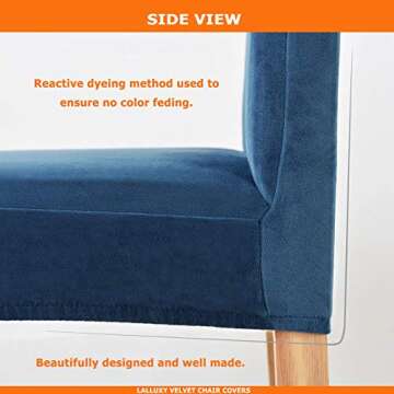 Lalluxy Velvet Chair Slipcovers for Dining Room Stretchy Super Soft Parson Chair Seat Covers Chair Protectors for Party Pet Protection (Set of 2, Twilight Blue)