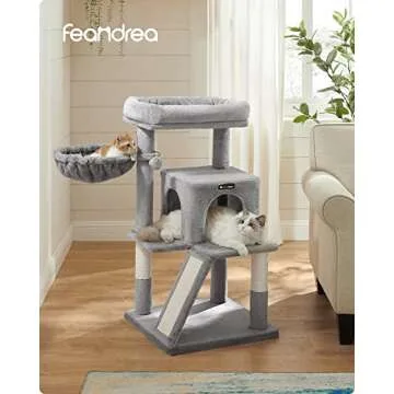 Feandrea Cat Tree, Small Cat Tower with Widened Perch for Large Cats Indoor, Kittens, 37.8-Inch Mult...