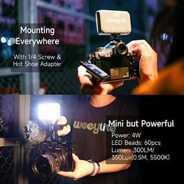 Weeylite S03 RGB LED Video Light, App Control Mini Pocket LED On-Camera Camcorder Light Portable Camera Lighting for Photography,CRI 95+ 2800-6800K Dimmable LED Video Panel Light for Pictures/Portrait