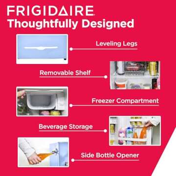 Frigidaire EFR176 Retro Compact Fridge with Chiller Mini Refrigerator with Built-in Bottle Opener for Office, Bedroom, Dorm Room or Cabin, 1.6 cu ft 16" D x 18" W x 18.5" H, Blue