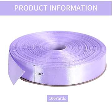 TONIFUL 1 Inch x 100yds Light Purple Satin Ribbon, Thin Solid Color Satin Ribbon for Gift Wrapping, ...