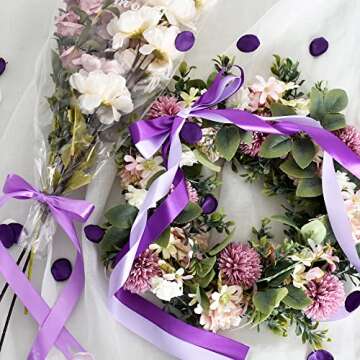 TONIFUL 1 Inch x 100yds Light Purple Satin Ribbon, Thin Solid Color Satin Ribbon for Gift Wrapping, Crafts, Hair Bows Making, Wedding Party Decoration, Invitation Cards, Floral Bouquets, Christmas