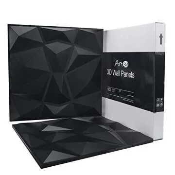Art3d 3D Wall Panels, Black Diamond Design, 12 Pack