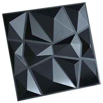 Art3d 3D Wall Panels, Black Diamond Design, 12 Pack