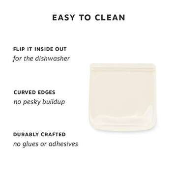 W&P Porter Silicone Reusable Storage Bag, Sandwich (34oz Flat), Cream, Food Storage Container, Microwave and Dishwasher Safe, Easy Cleaning