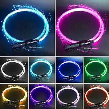 SUNNY HAWK LED Fiber Optic Whip, 6.2Ft Dance Light Space Whip - 40 Modes 360° Swivel - Super Bright Light Up Rave Toy | Great for Raves, Parties, Concerts, Light Shows, EDM Music Festivals