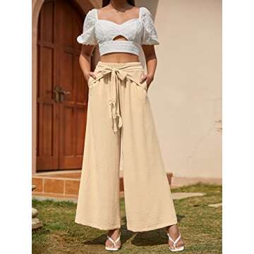 Miessial Women's Summer Palazzo Pants - Elegant & Comfy