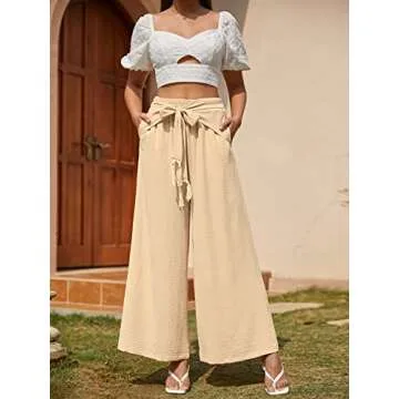 Miessial Women's Summer Palazzo Pants - Elegant & Comfy
