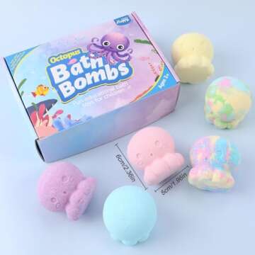 Colorful Octopus Bath Bombs with Surprise Toy Gift Set
