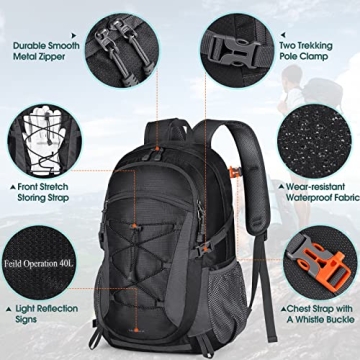 RAINSMORE Lightweight Packable Hiking Backpack 40L