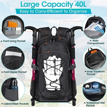 RAINSMORE Lightweight Packable Hiking Backpack 40L