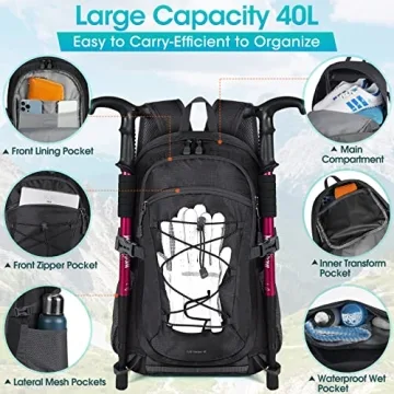 RAINSMORE Lightweight Packable Hiking Backpack 40L