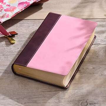 KJV Holy Bible, Giant Print Standard Size Faux Leather Red Letter Edition - Ribbon Marker, King James Version, Burgundy/Pink