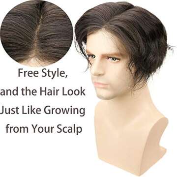 Rossy&Nancy Swiss Full Lace Men’s Toupee European Real Human Hair Replacement for Men Hairpiece #1...