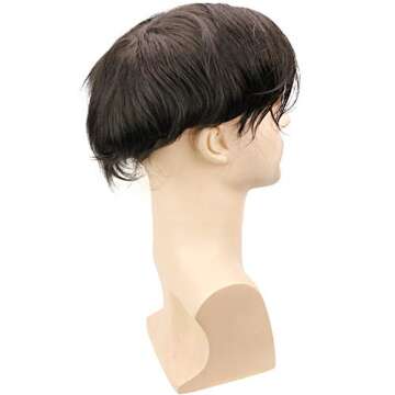 Rossy&Nancy Swiss Full Lace Men’s Toupee European Real Human Hair Replacement for Men Hairpiece #1B Black Color